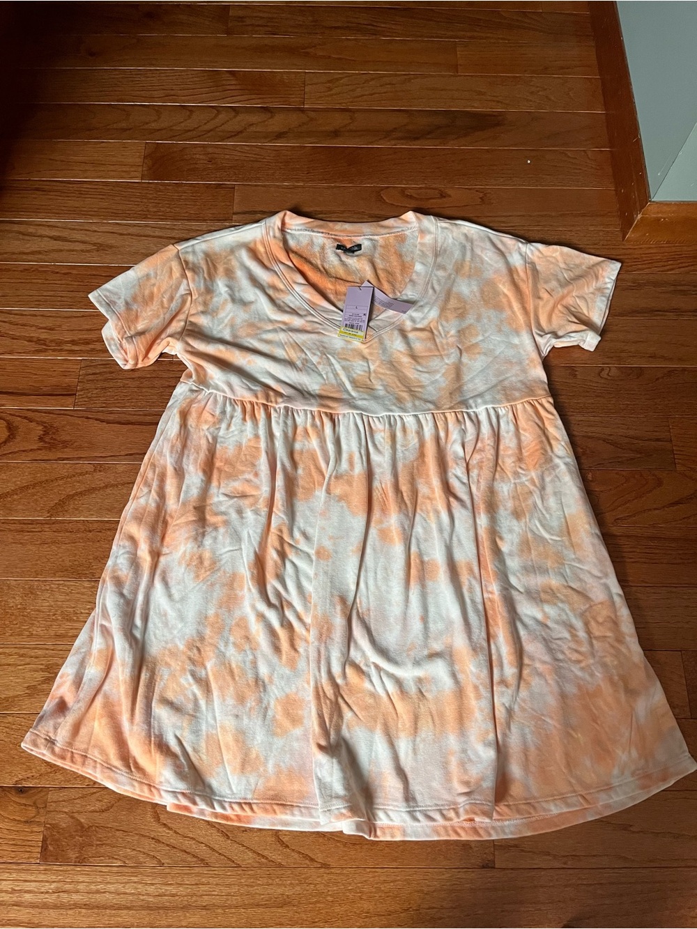 wild fable Orange and White Tie-Dye Babydoll Dress Size Large (Could fit XL)
